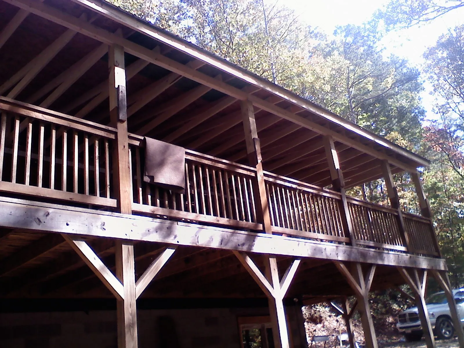 Timber framing under a new elevated porch and deck — Roof Leak Repair in Georgetown by Roofing Brothers